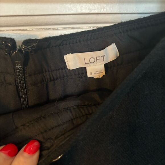 Loft Wool Black Pocket Skirt - Size 8 - Picture 3 of 4